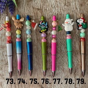Handcrafted Christmas Pens Beaded Unique Artisan Gifts Office Accessories